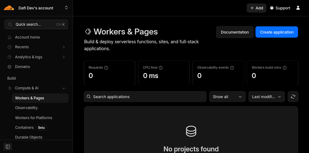 Cloudflare Pages dashboard screenshot