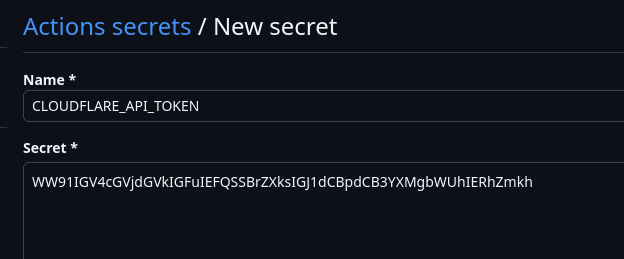 Repository actions secrets