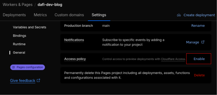 enable access control screenshot