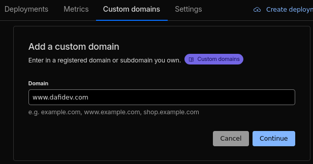 adding a new custom domain